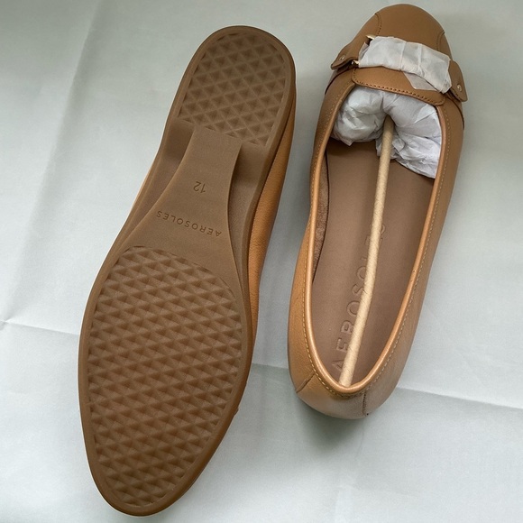 AEROSOLES Bia Flats Women Tan Loafers Ballet With Gold Accent Round Toe Size 12 - Picture 5 of 7